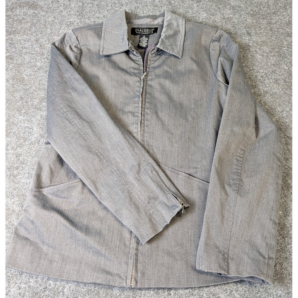 Dialogue Full Zip Collared Jacket Women's / Misses 6 Medium Gray